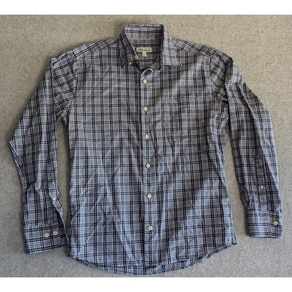 PETER MILLAR Shirt Small Blue Plaid Long Sleeve Button Down Casual Lightweight - Picture 1 of 6